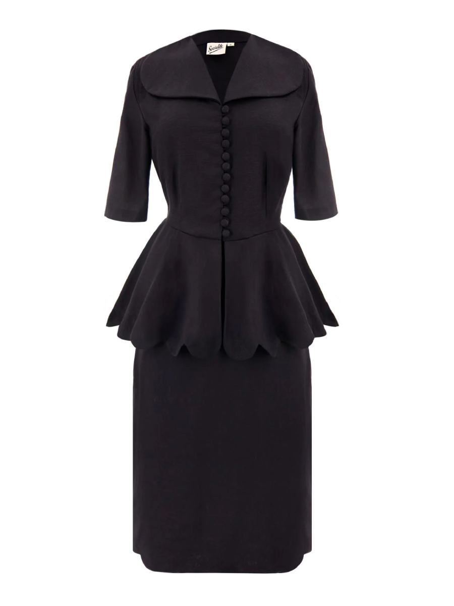 Revival Vintage Kostüm CC41 Verity Peplum Suit dunkelblau