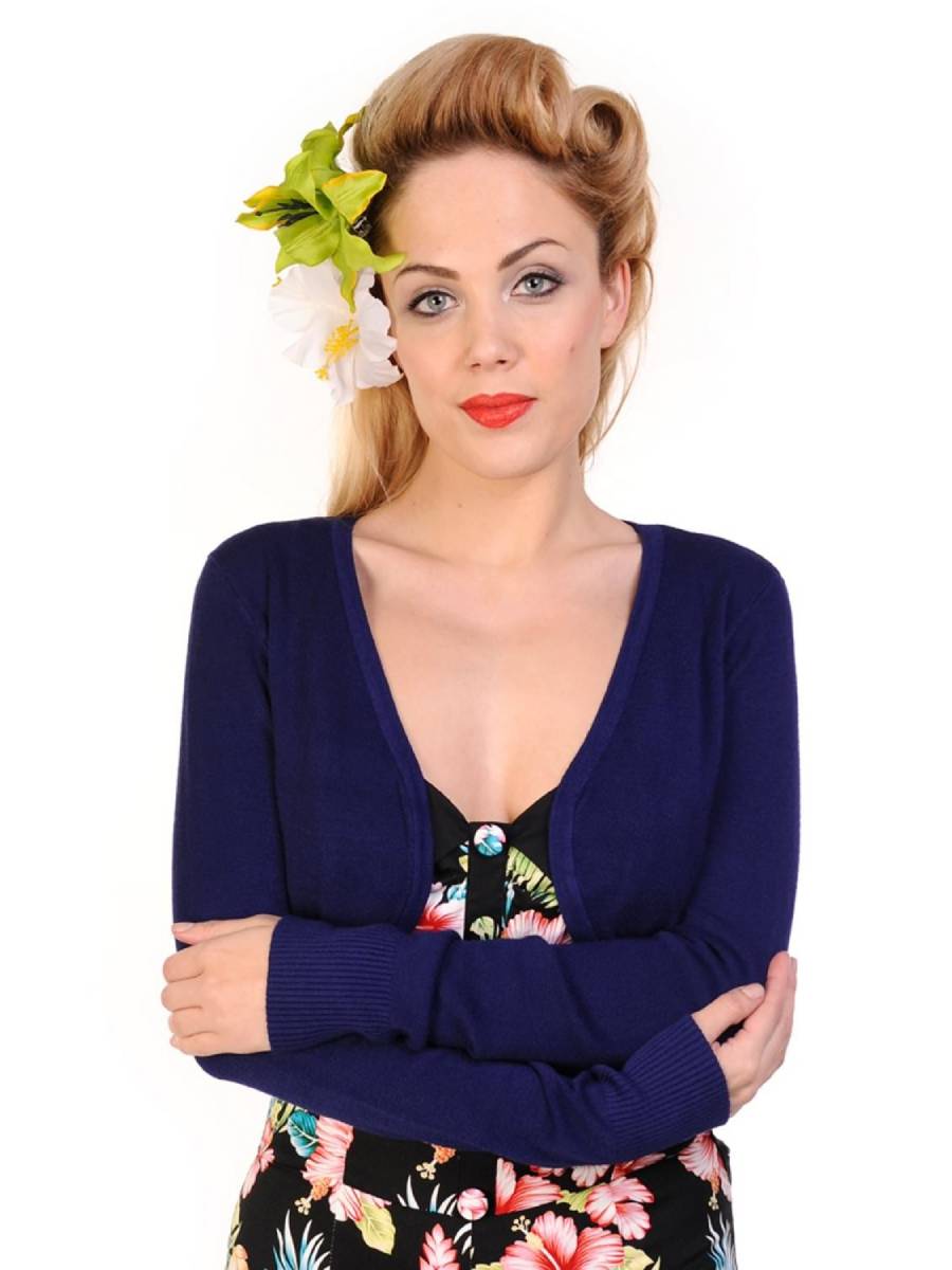 Dunkelblaue Bolerojacke mit langen Ärmeln