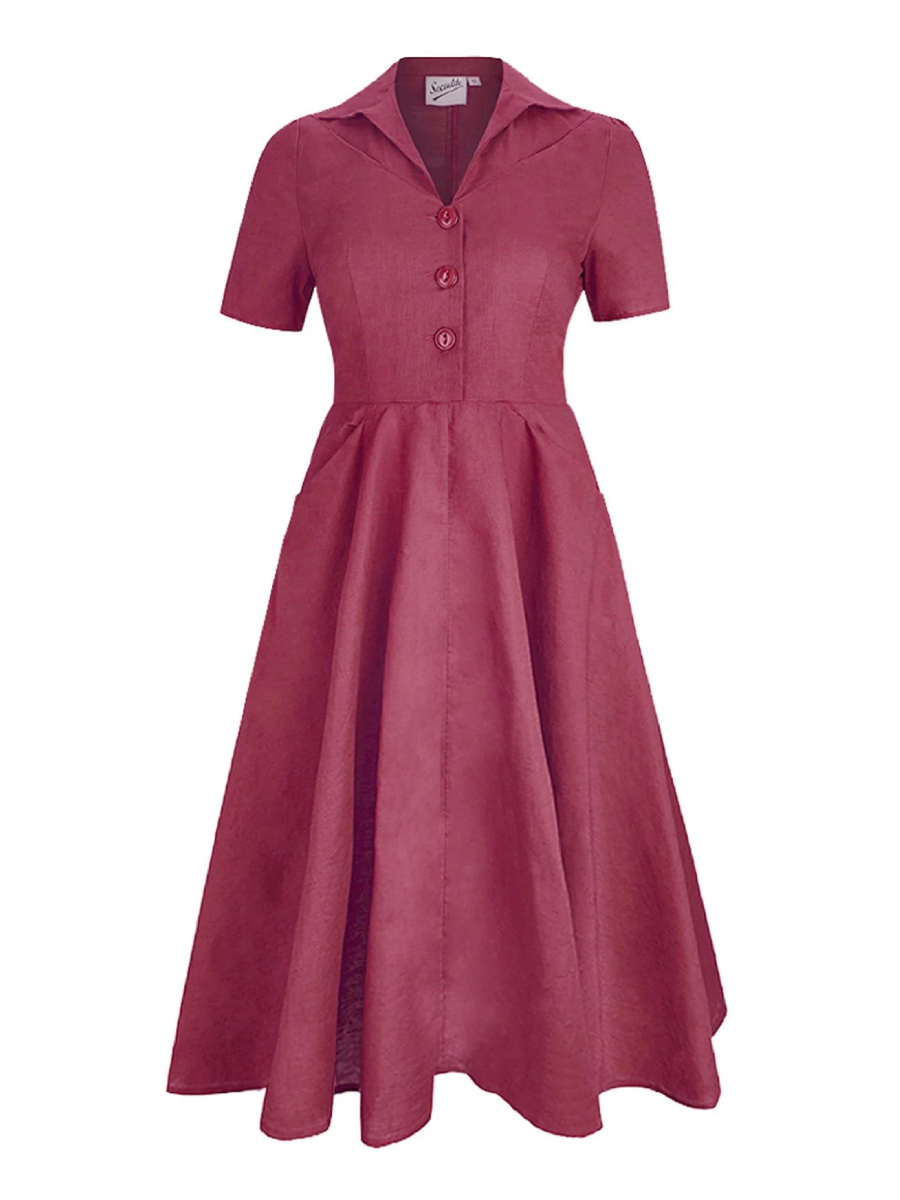 Revival Vintage Kleid Melody Shirtwaist Dress Berry Red