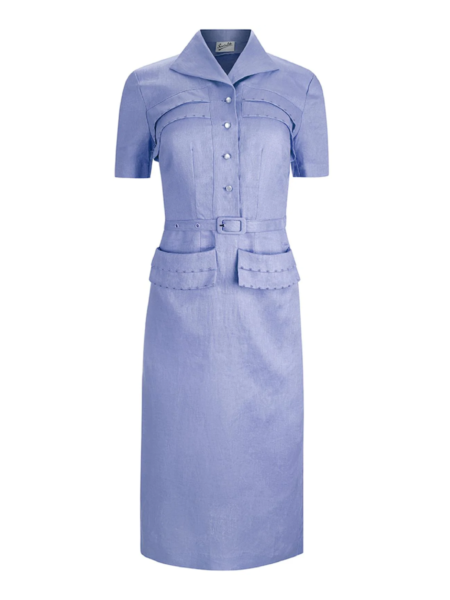 Revival Vintage Kleid Spirit Linen Dress Cornflower Blue